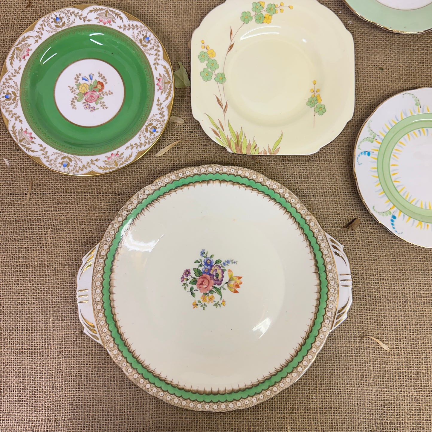 Set of Antique Wall Plates Greens