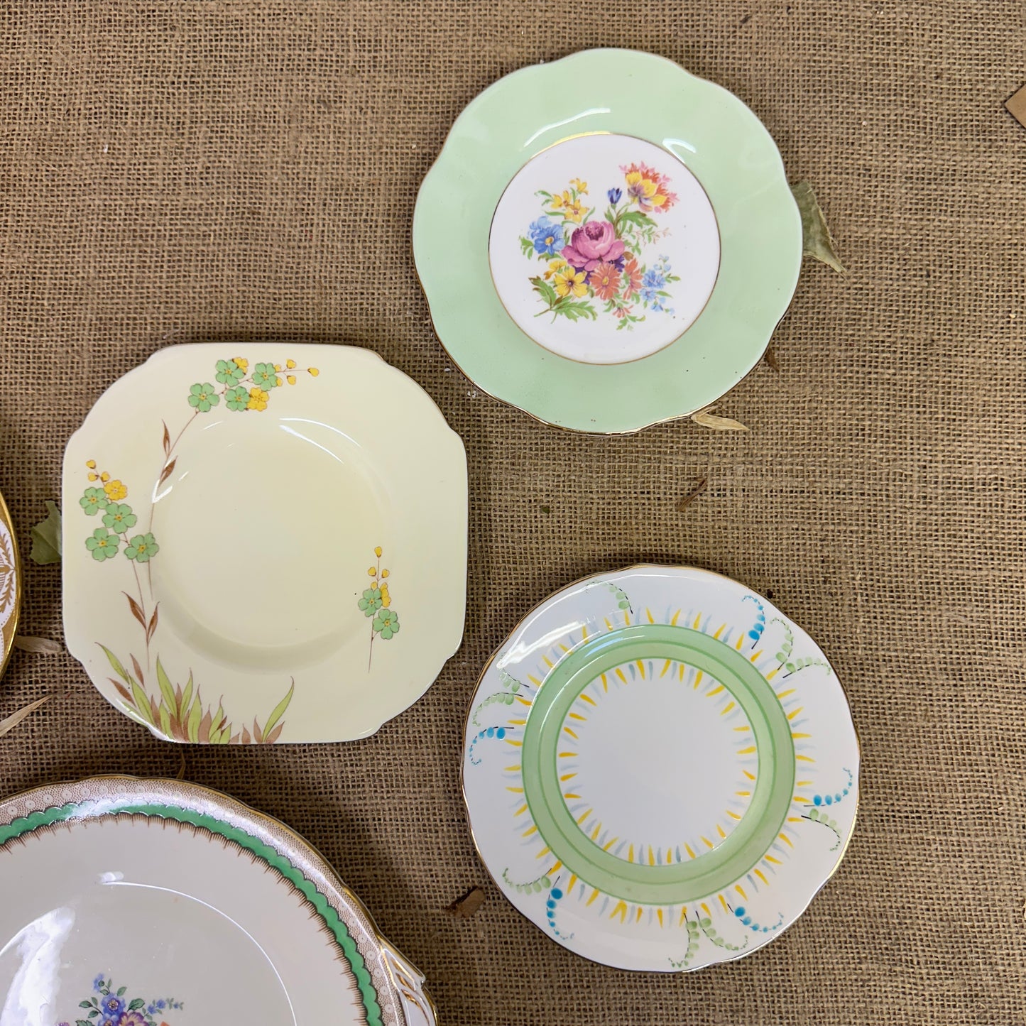 Set of Antique Wall Plates Greens