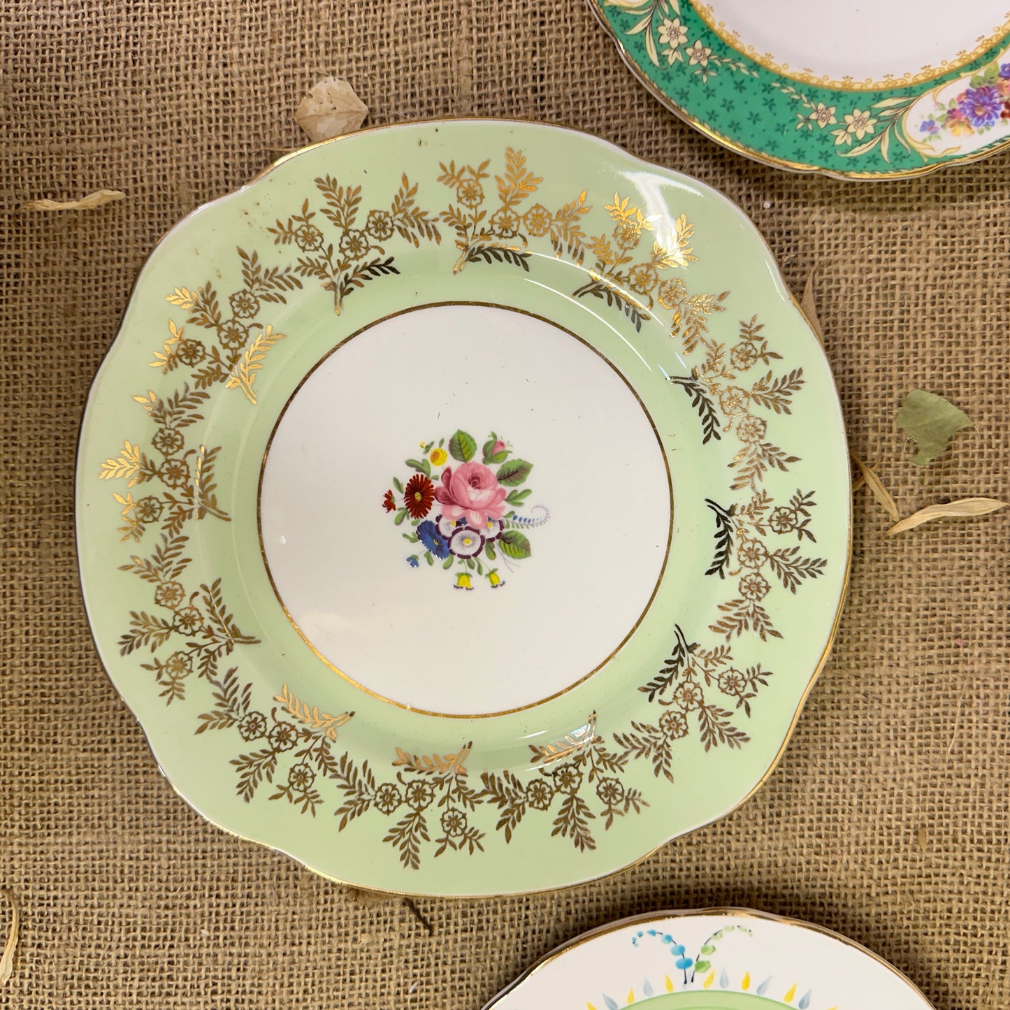 Set of Antique Wall Plates Green