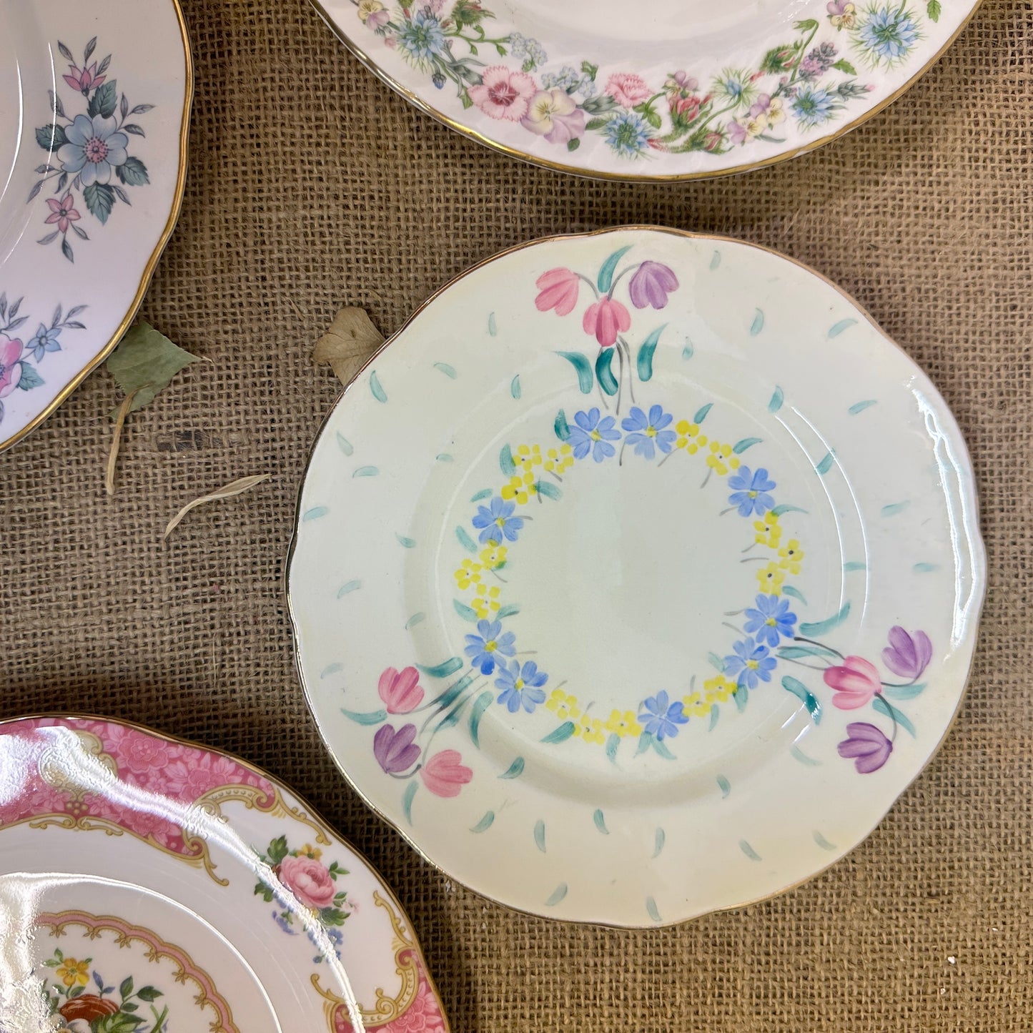 Set of Antique Wall Plates Pink