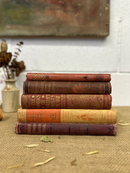 Stack of Red Orange Coloured Books