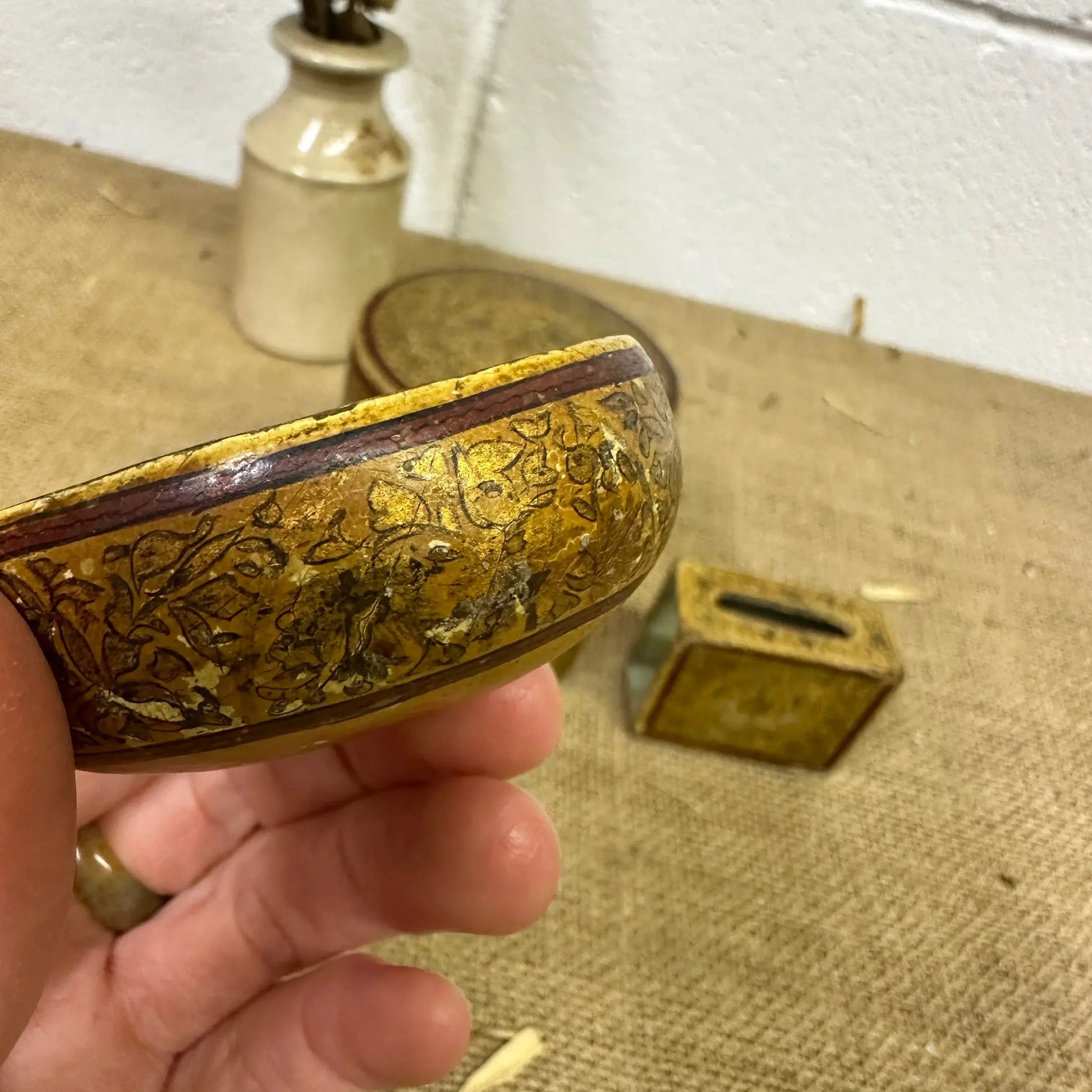 Antique Kashmir Mache Tobacco Set - The Blind Mole