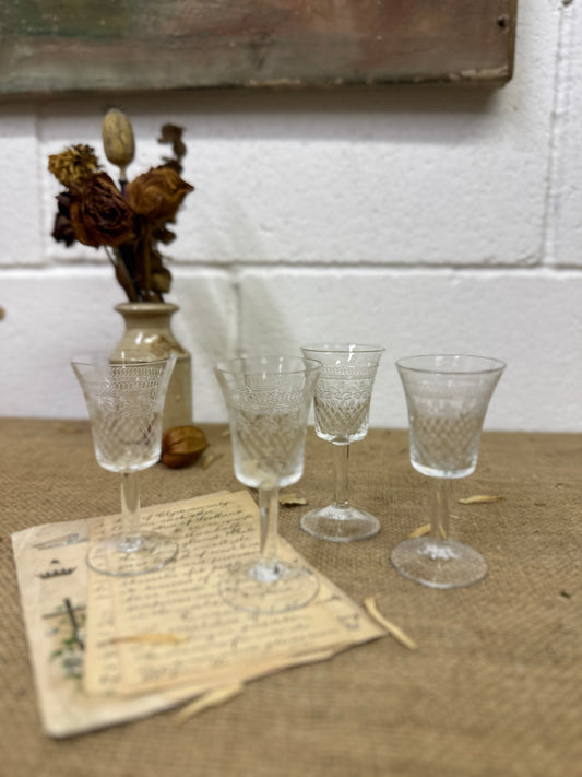 Four Vintage Sherry Shot Glasses