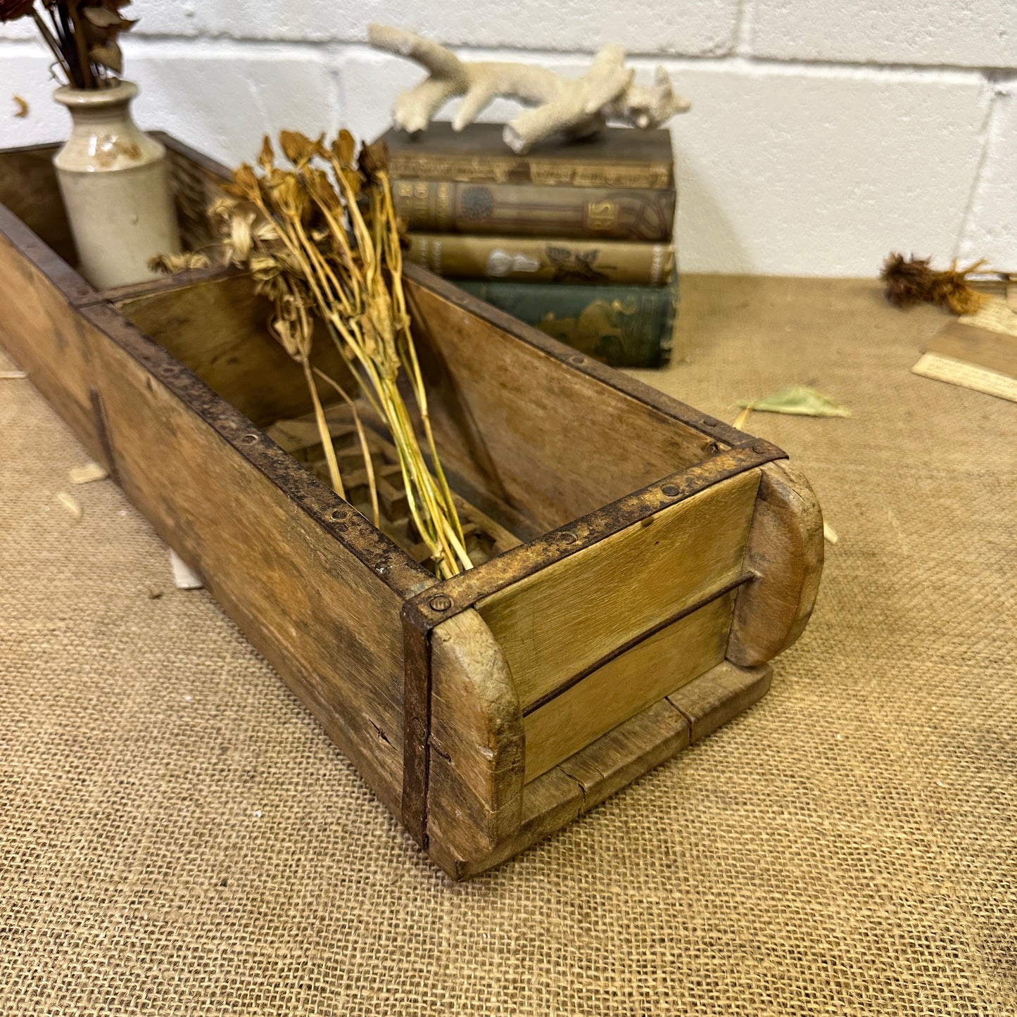 Antique Wooden Brick Mould Storage Box