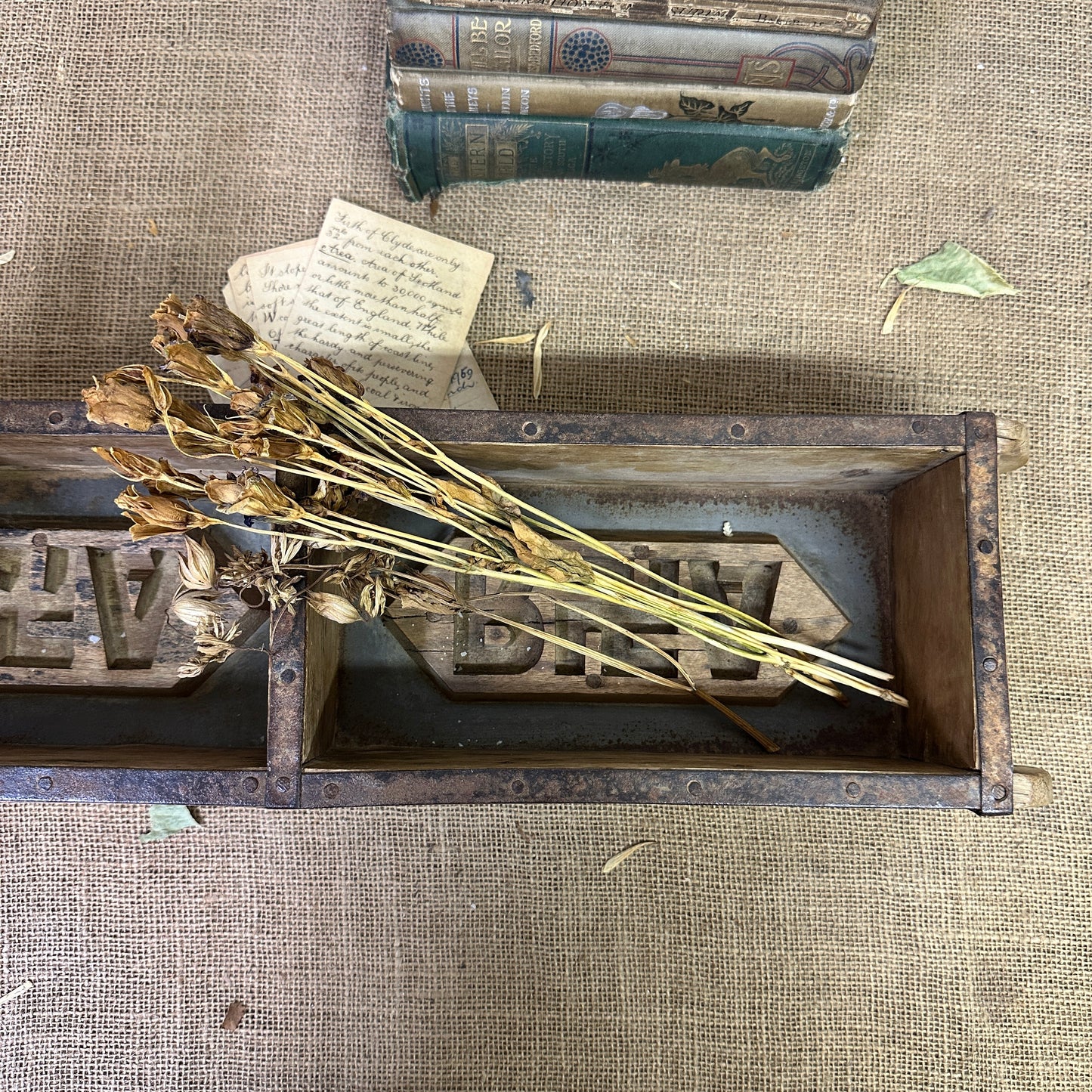 Antique Wooden Brick Mould Storage Box