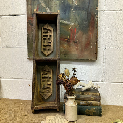 Antique Wooden Brick Mould Storage Box