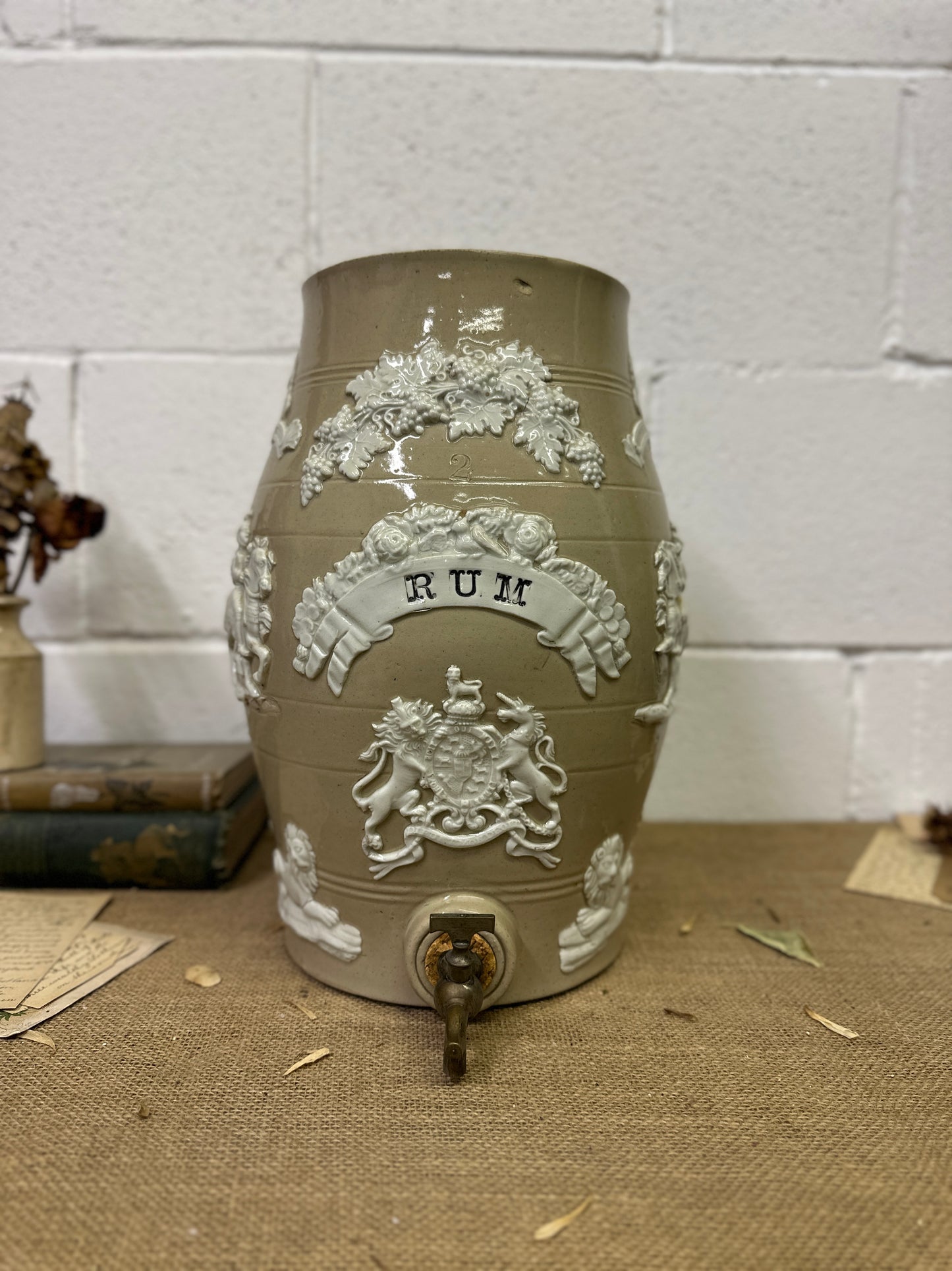 19th Century Salt-Glazed Stoneware Spirit Barrel