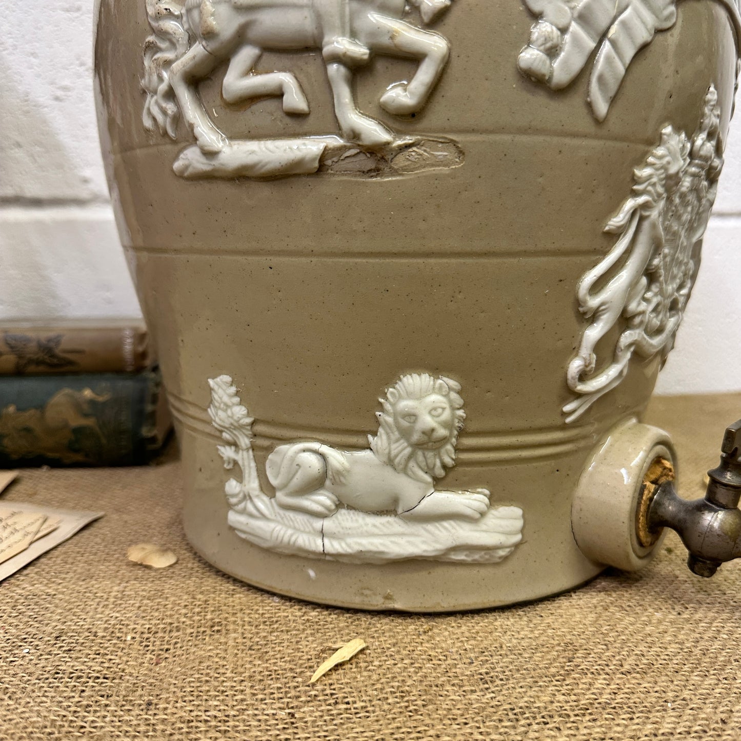 19th Century Salt-Glazed Stoneware Spirit Barrel