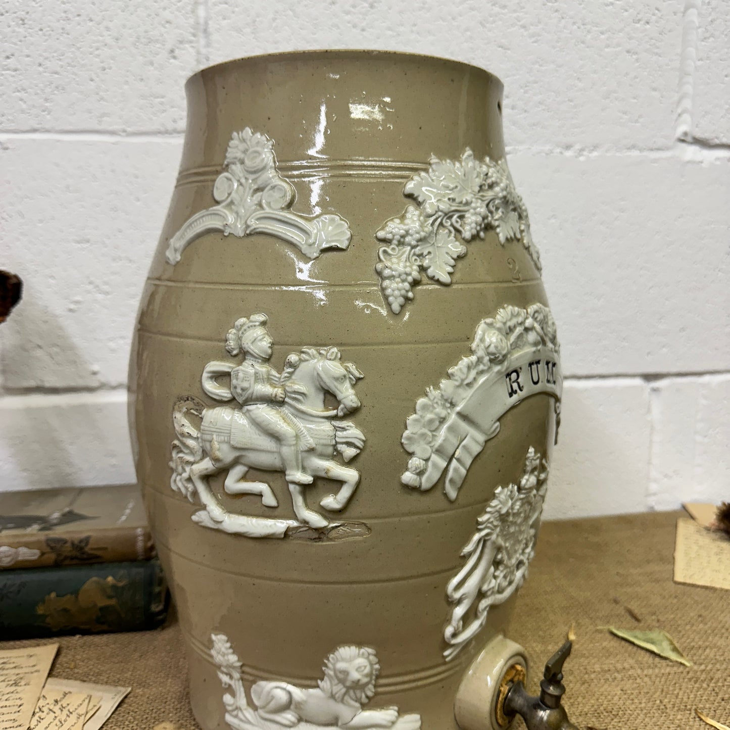 19th Century Salt-Glazed Stoneware Spirit Barrel