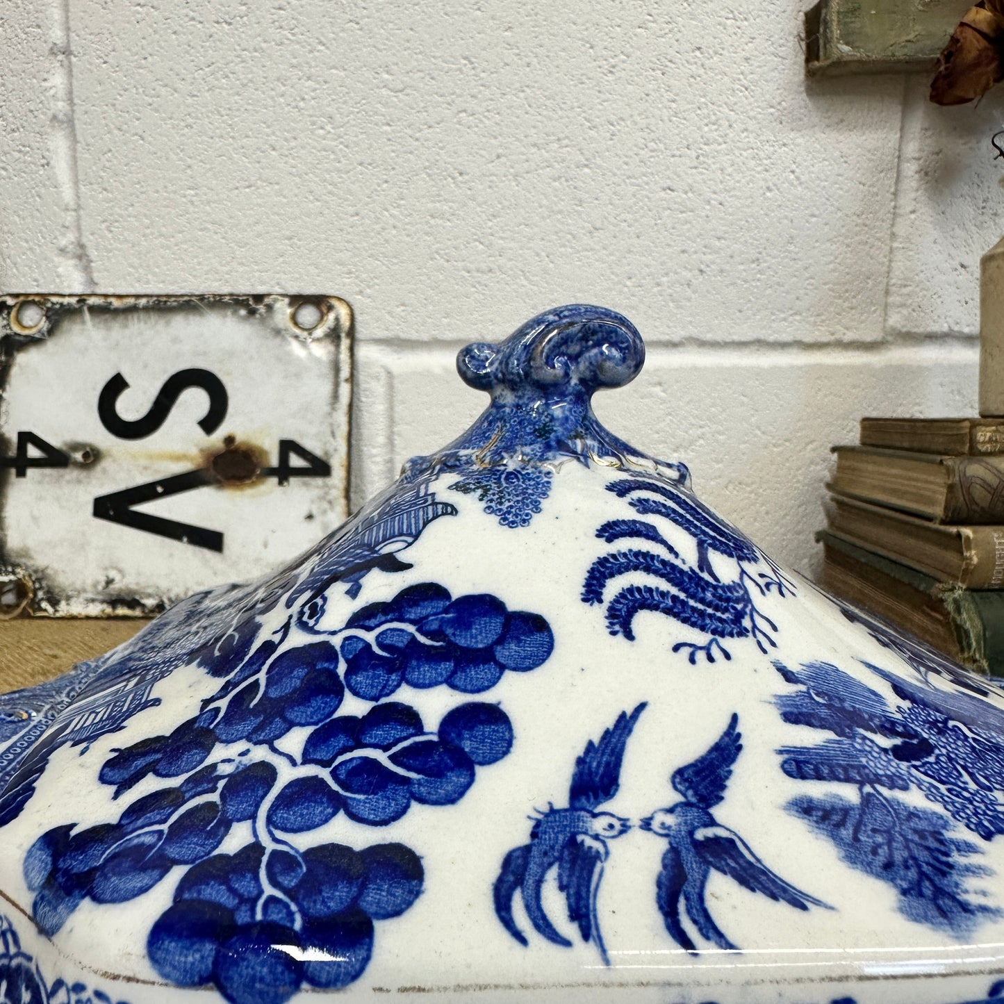 Antique Lidded Tureen Willow Pattern Chinese