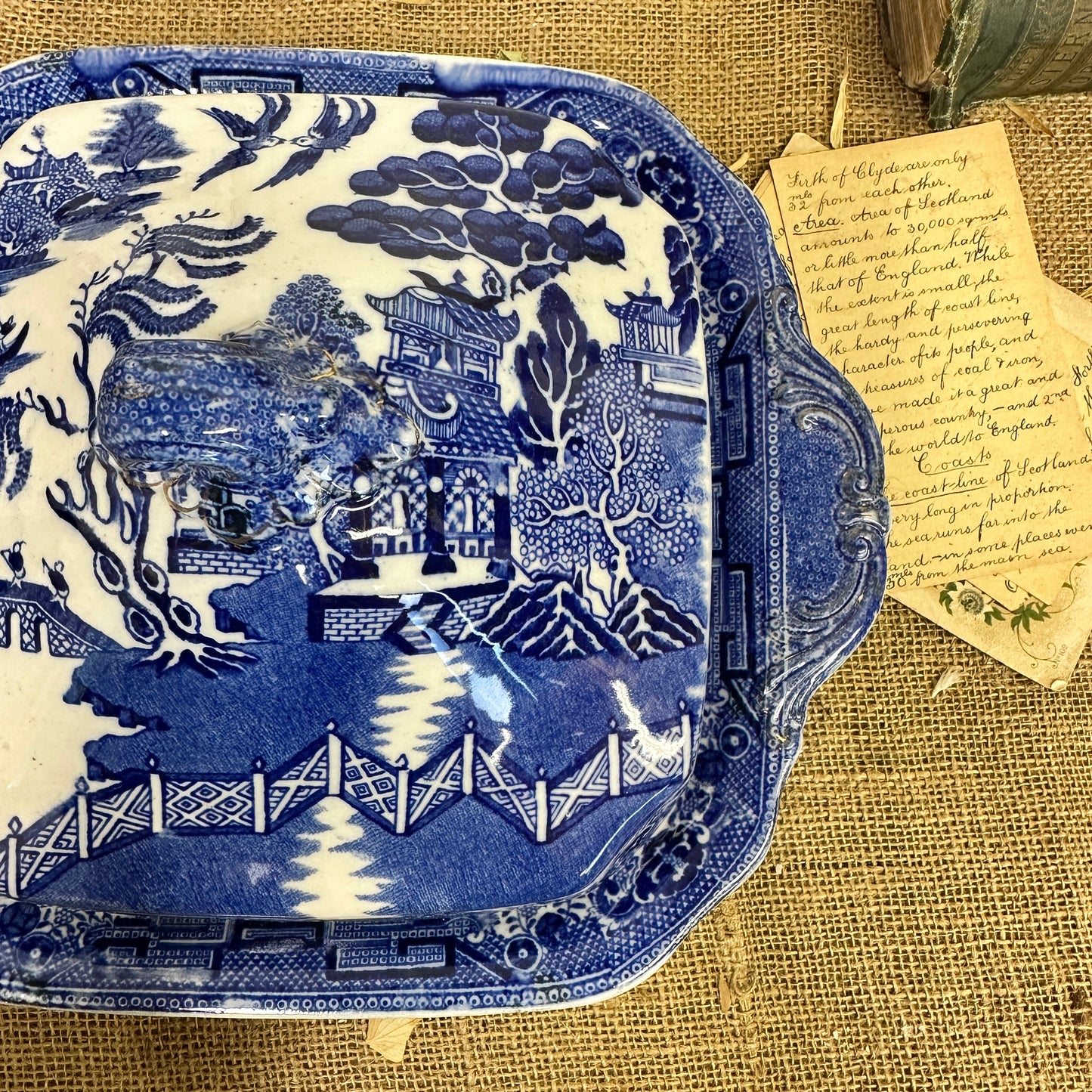 Antique Lidded Tureen Willow Pattern Chinese
