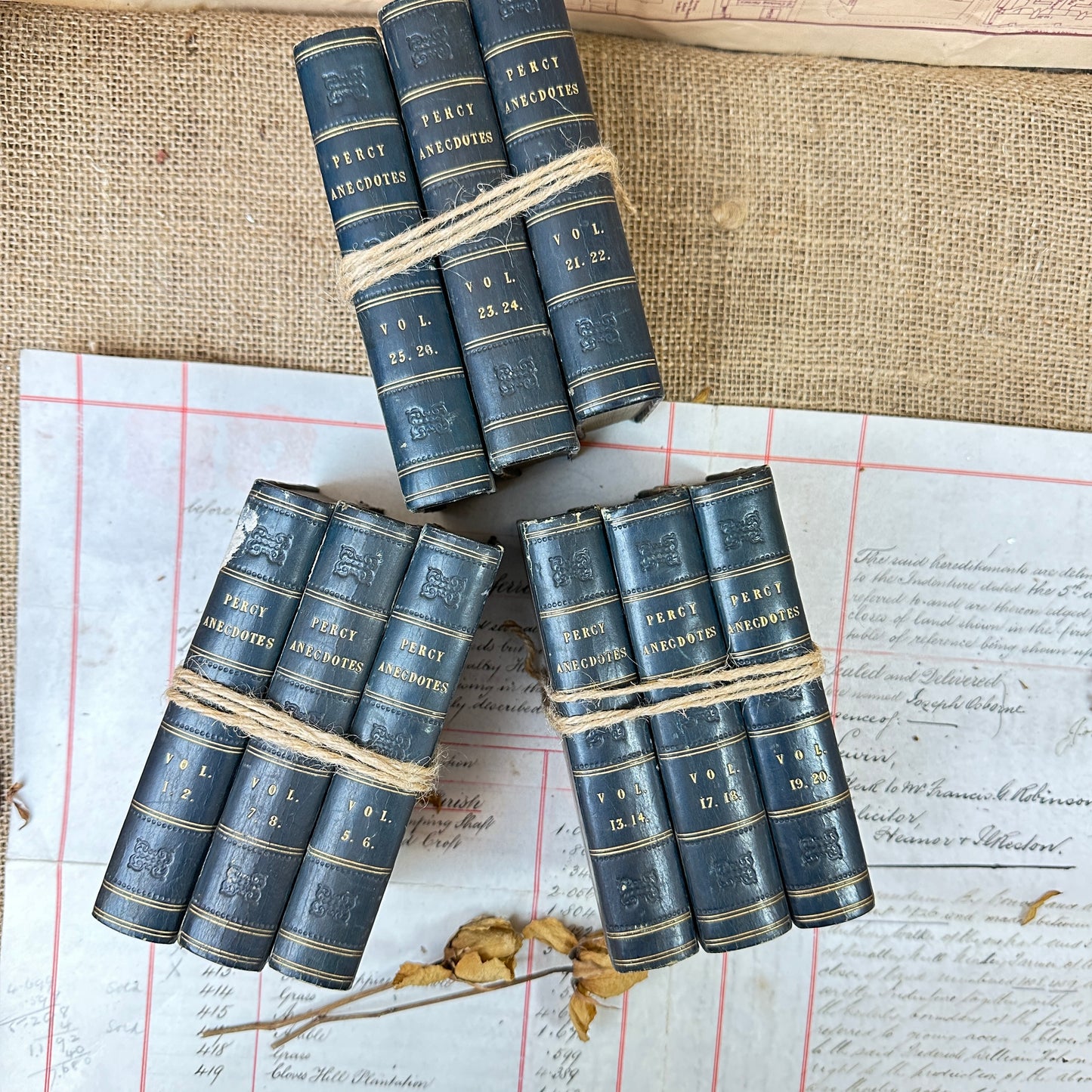 Leather Spine Antique Book Stack