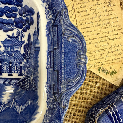 Antique Lidded Tureen Willow Pattern Chinese