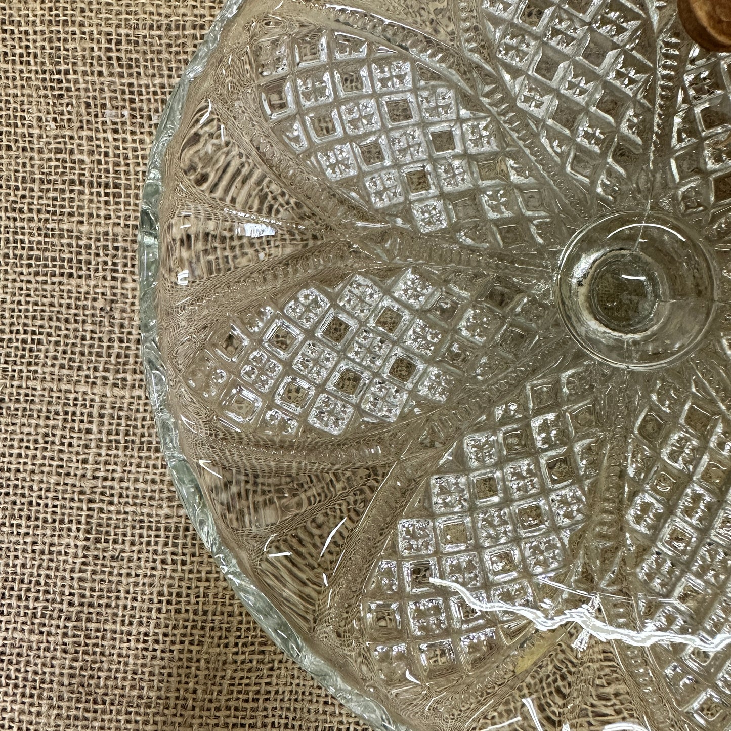 Low Pressed Glass Cake Stand
