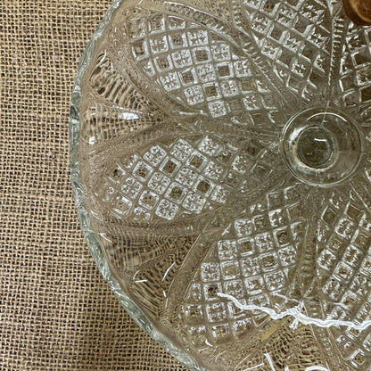 Low Pressed Glass Cake Stand