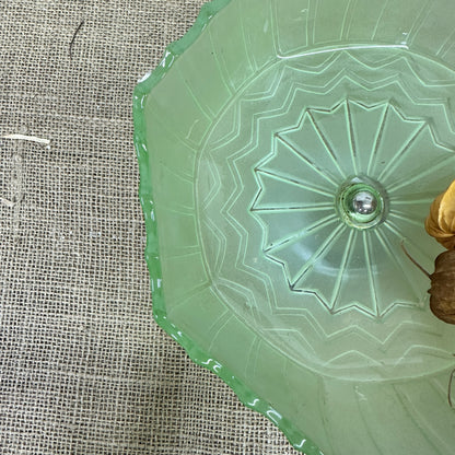 Green Pressed Glass Cake Stand