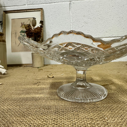 Ruffled Edge Glass Cake Stand Bowl