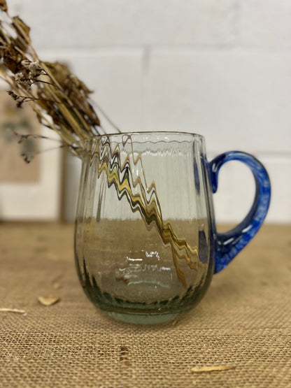 Art Deco Blue Glass Jug Pitcher