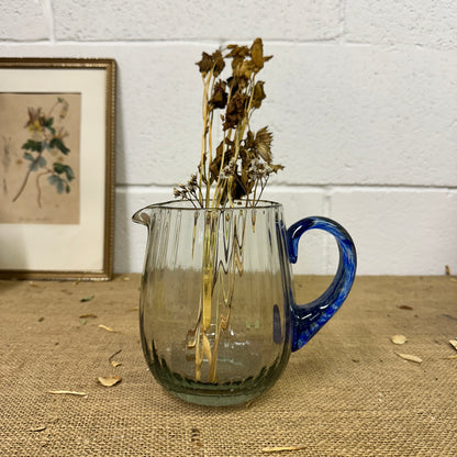Art Deco Blue Glass Jug Pitcher