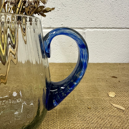 Art Deco Blue Glass Jug Pitcher