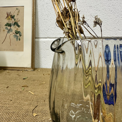 Art Deco Blue Glass Jug Pitcher