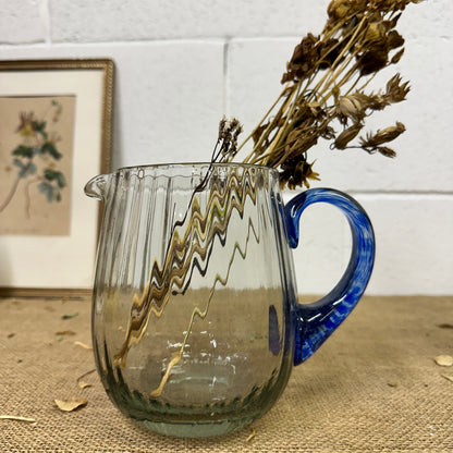 Art Deco Blue Glass Jug Pitcher