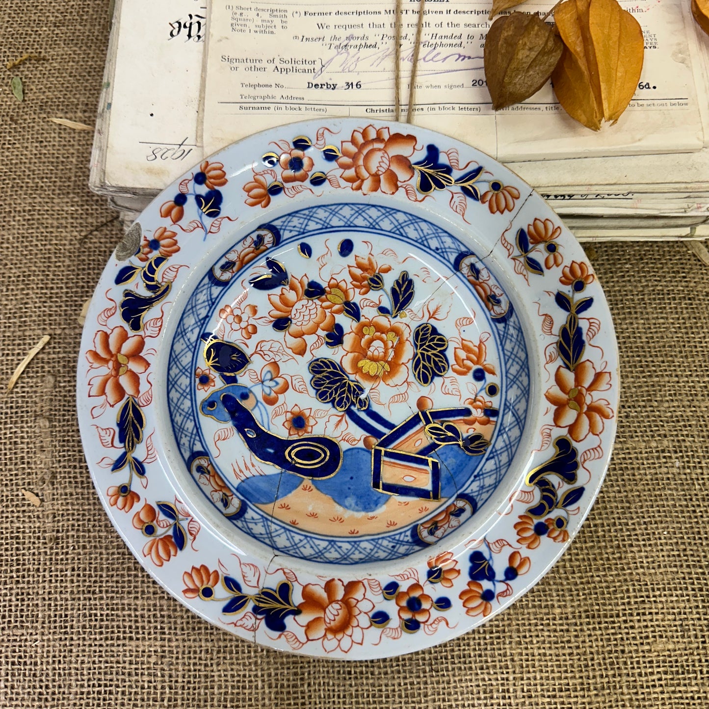 Antique Hand Painted Plate Imari