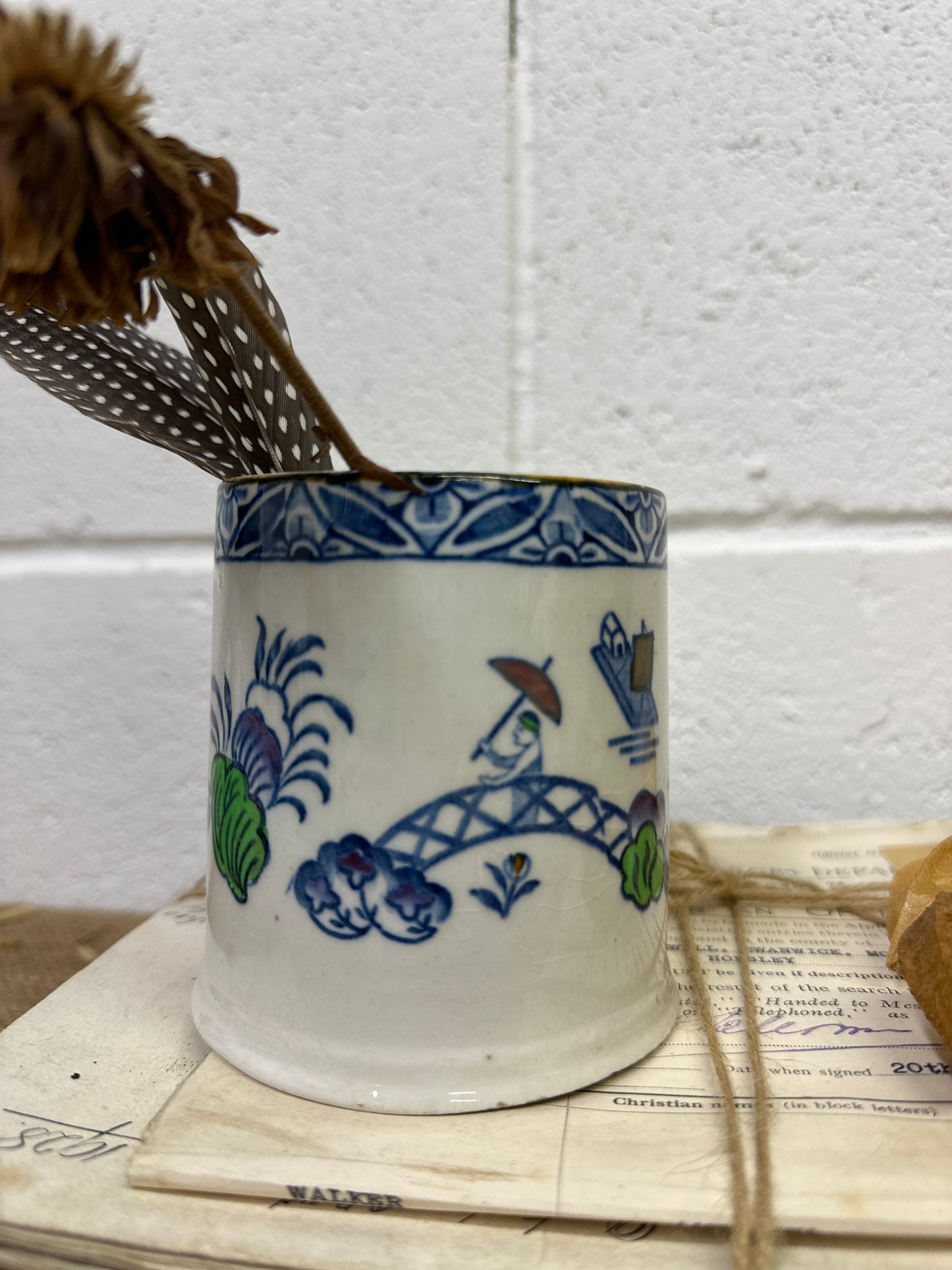 Antique Coffee Can Brush Pot Westover