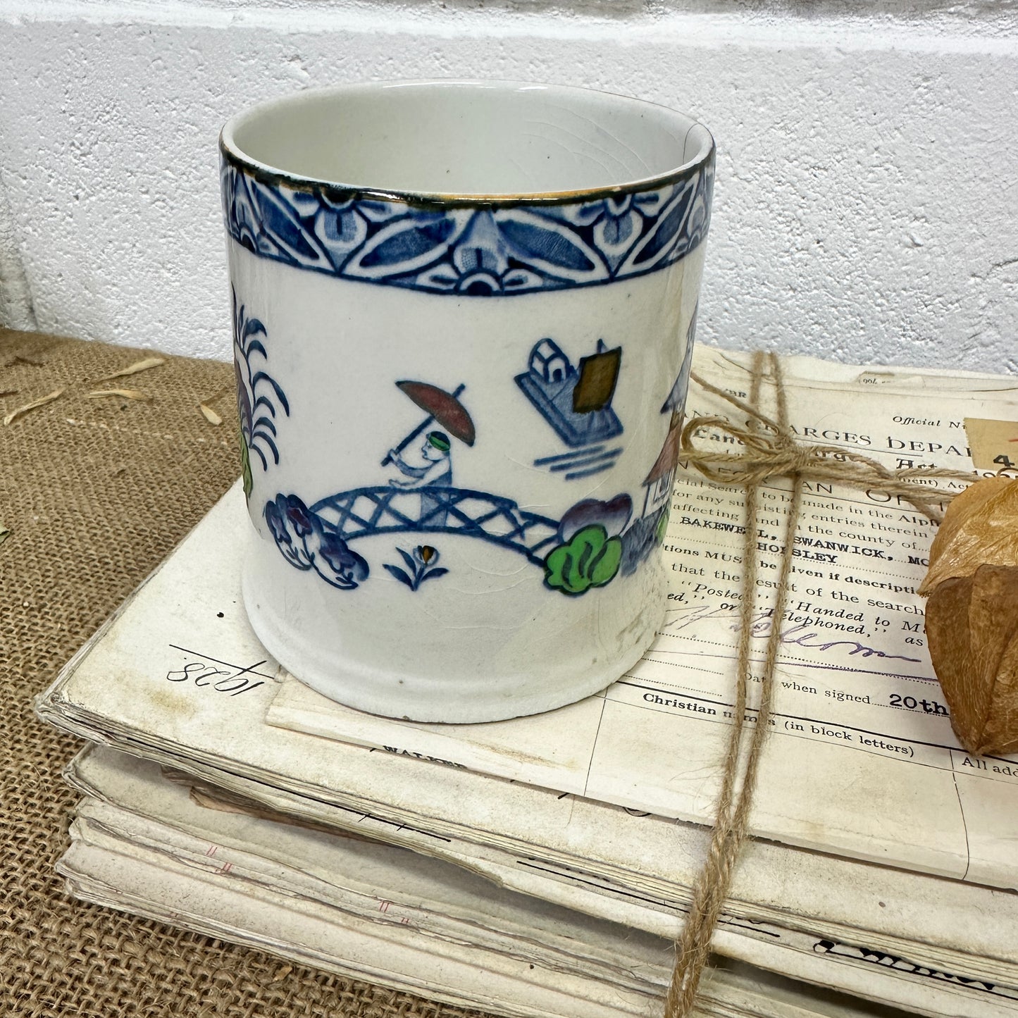 Antique Coffee Can Brush Pot Westover