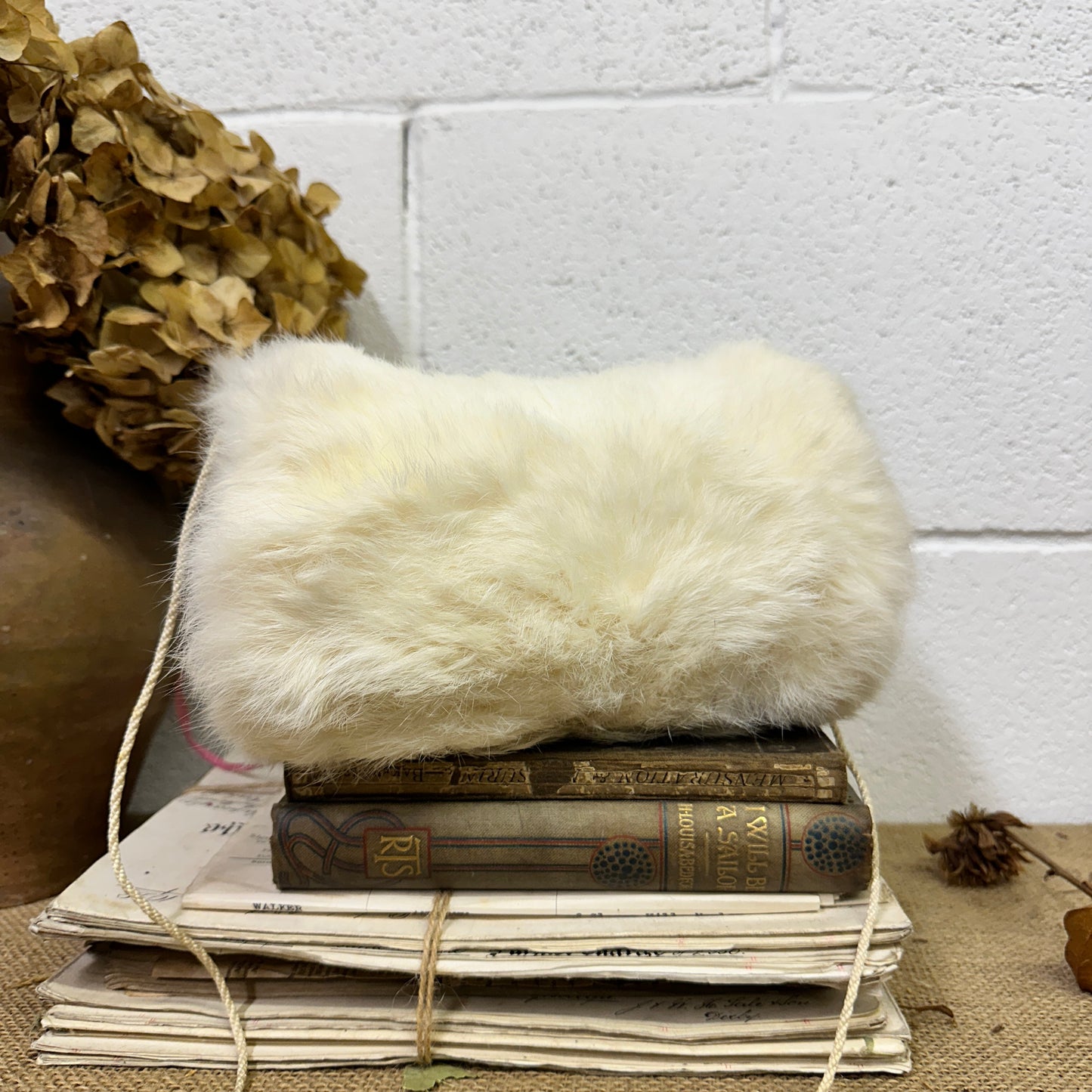 Antique Barrel Fur Hand Muffs