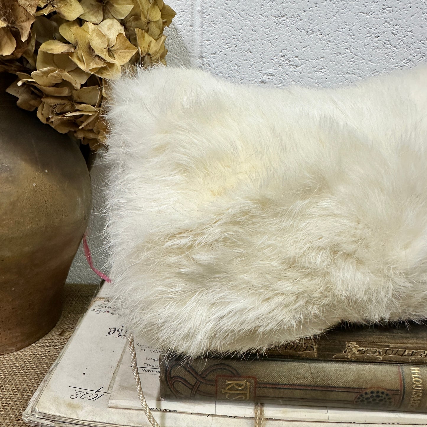 Antique Barrel Fur Hand Muffs