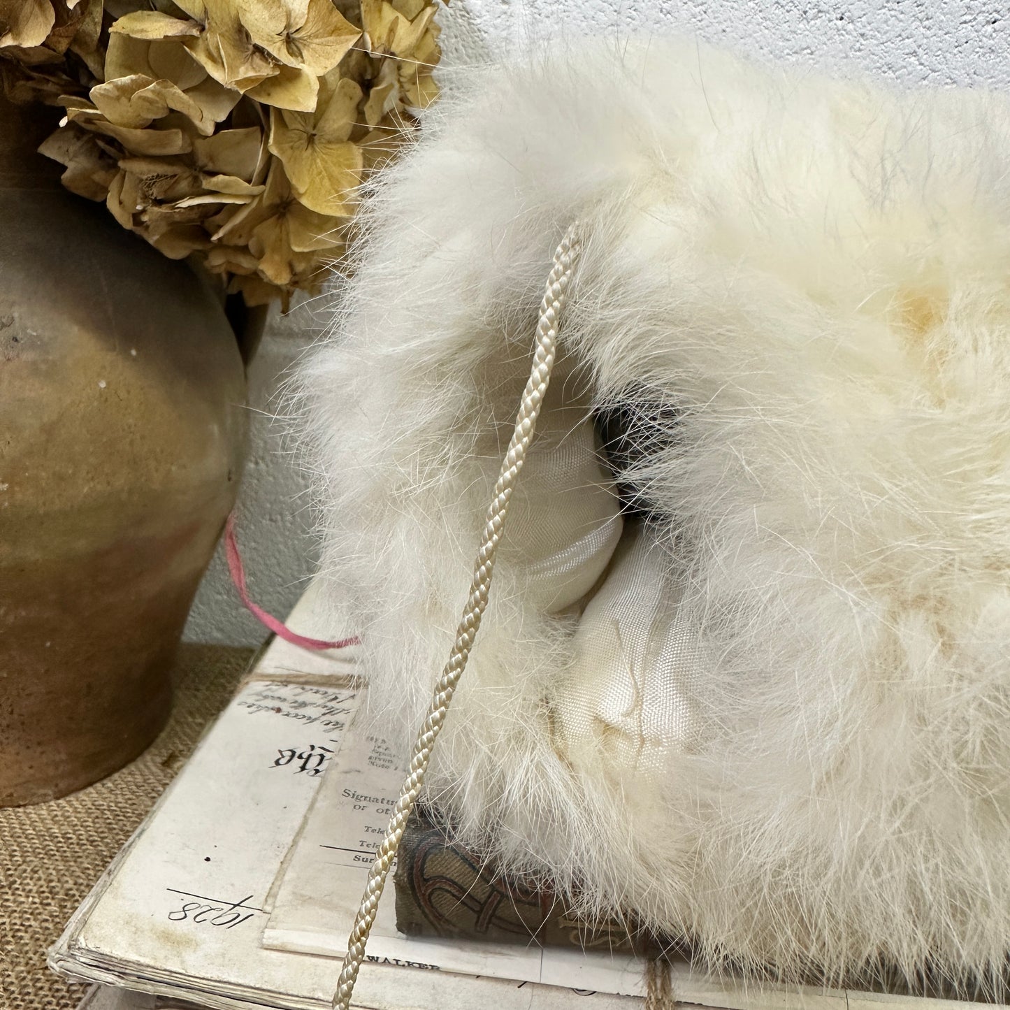 Antique Barrel Fur Hand Muffs