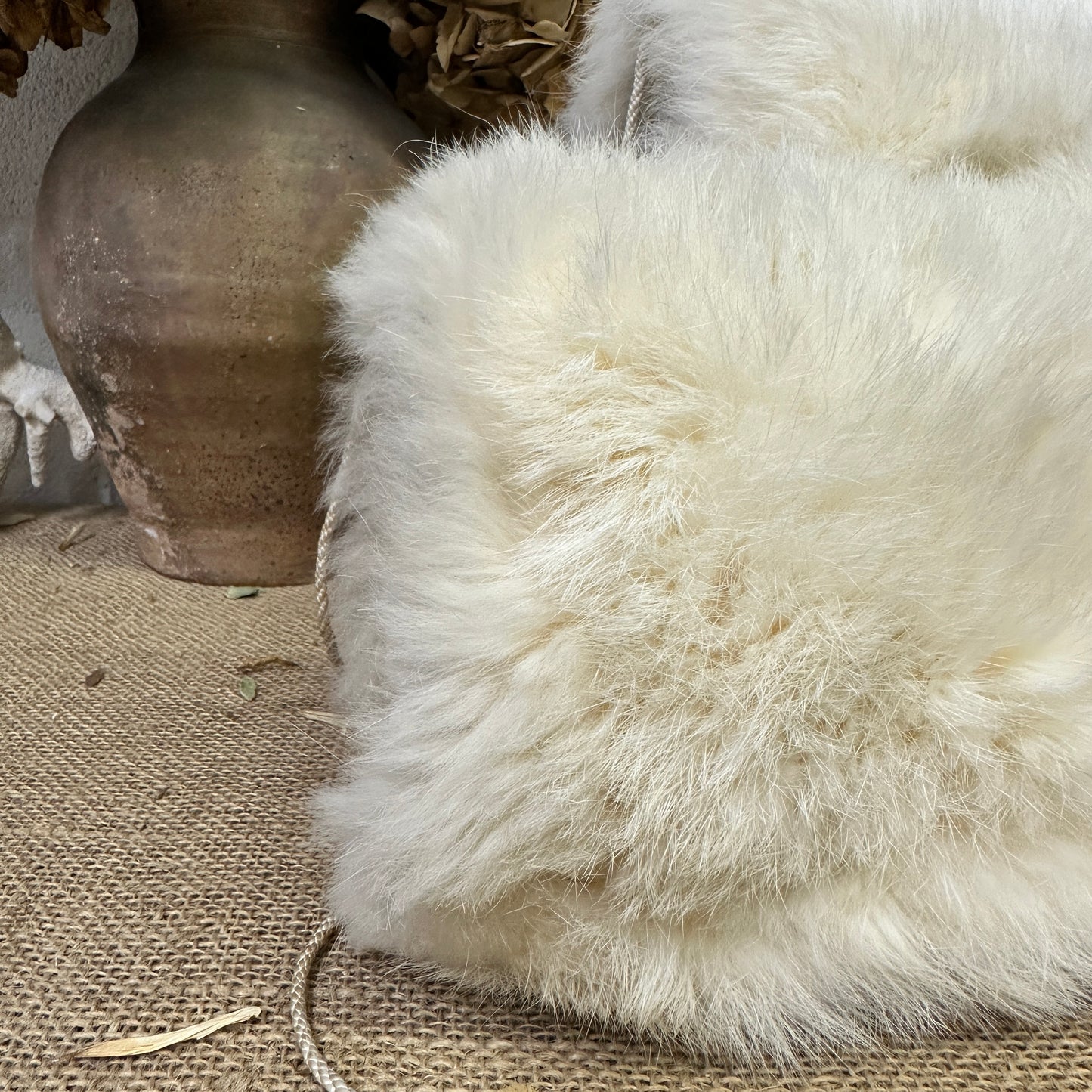 Antique Barrel Fur Hand Muffs