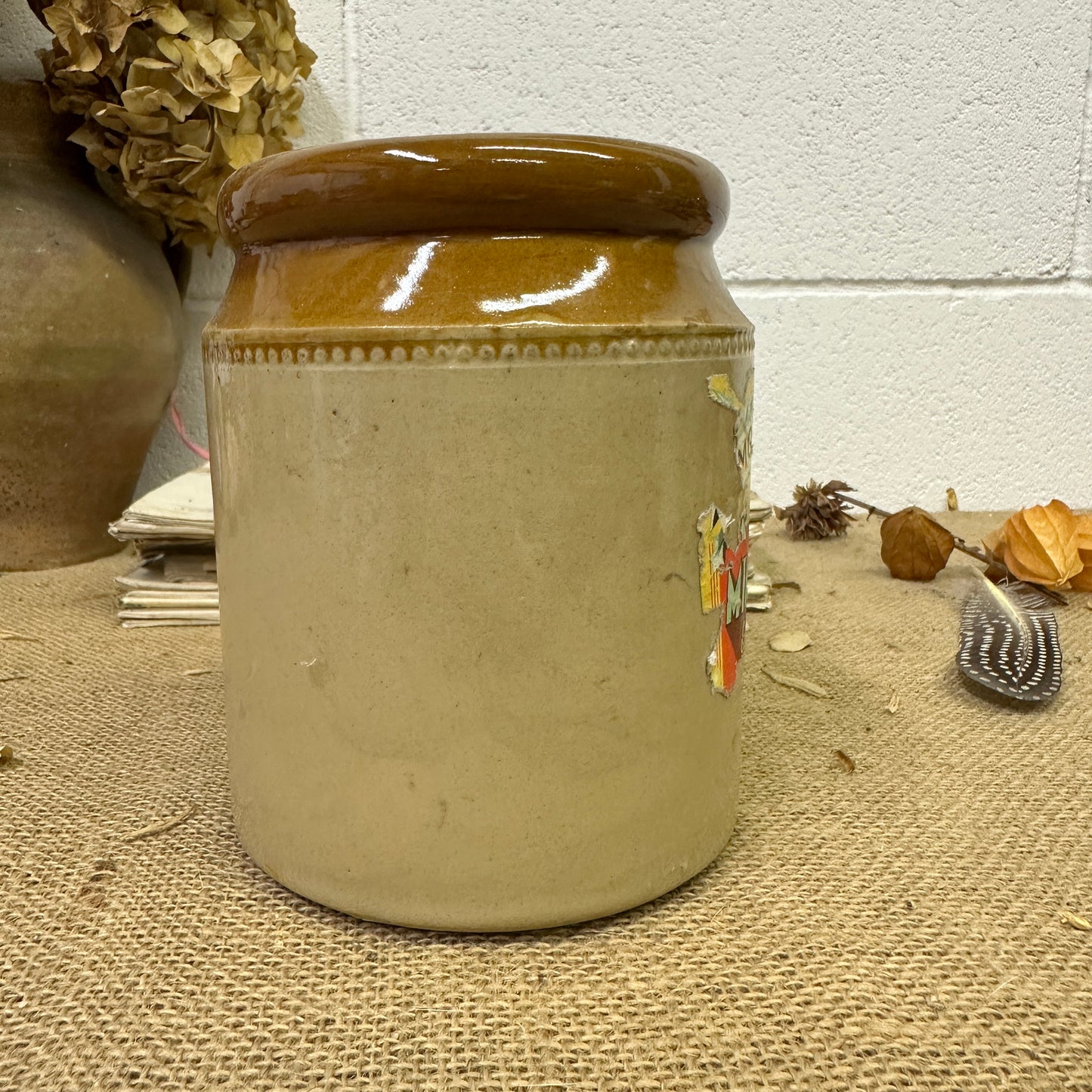 Stoneware Utensils Pot, Vase Labelled