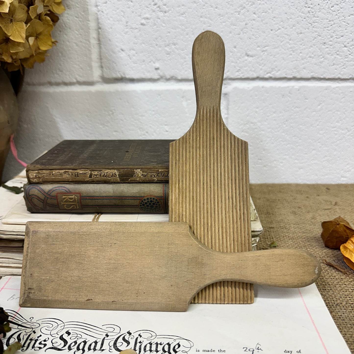 Pair of Wooden Gnocchi Paddles Butter Pats