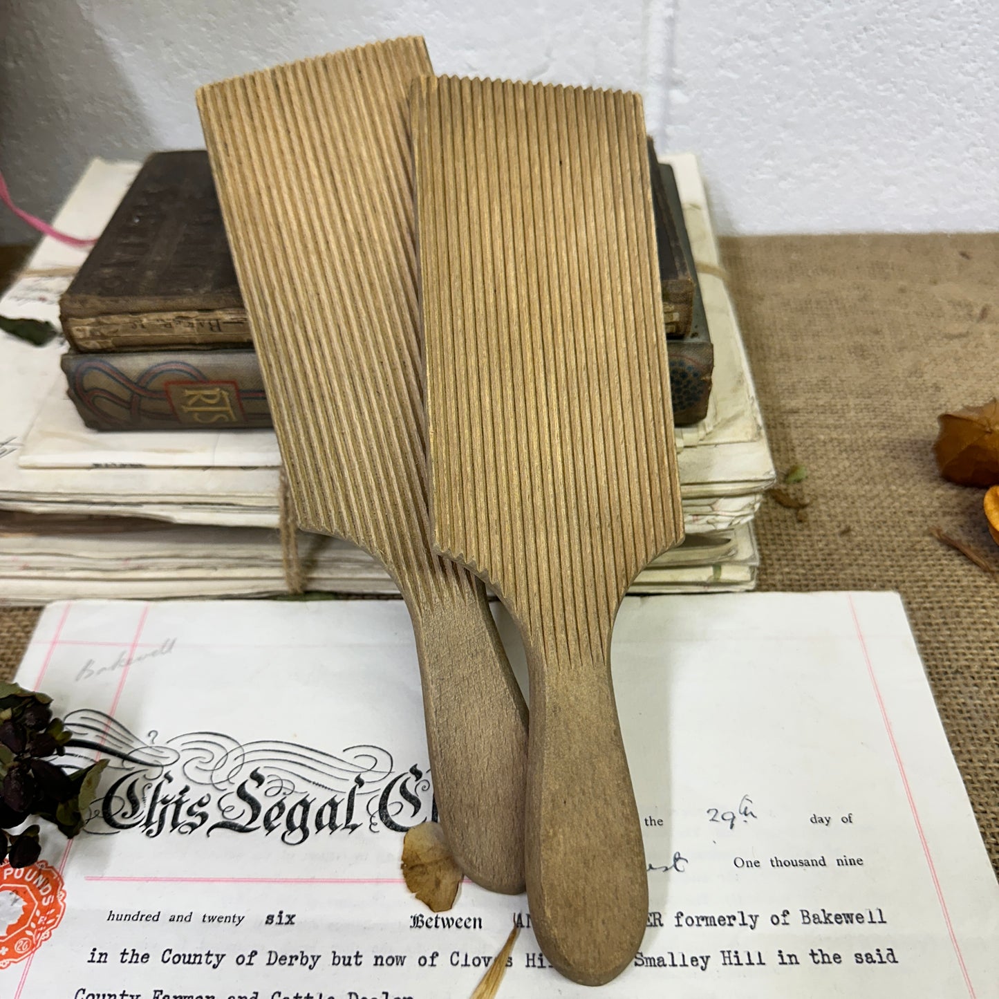 Pair of Wooden Gnocchi Paddles Butter Pats