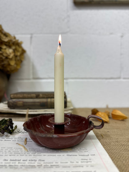 Red Enamel Candlestick Chamberstick
