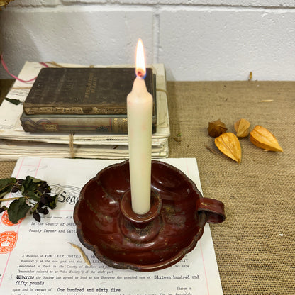 Red Enamel Candlestick Chamberstick