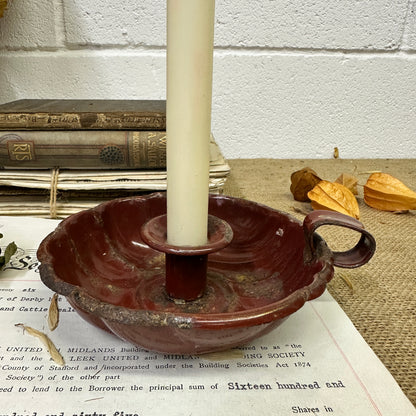 Red Enamel Candlestick Chamberstick