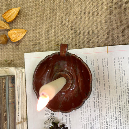 Red Enamel Candlestick Chamberstick