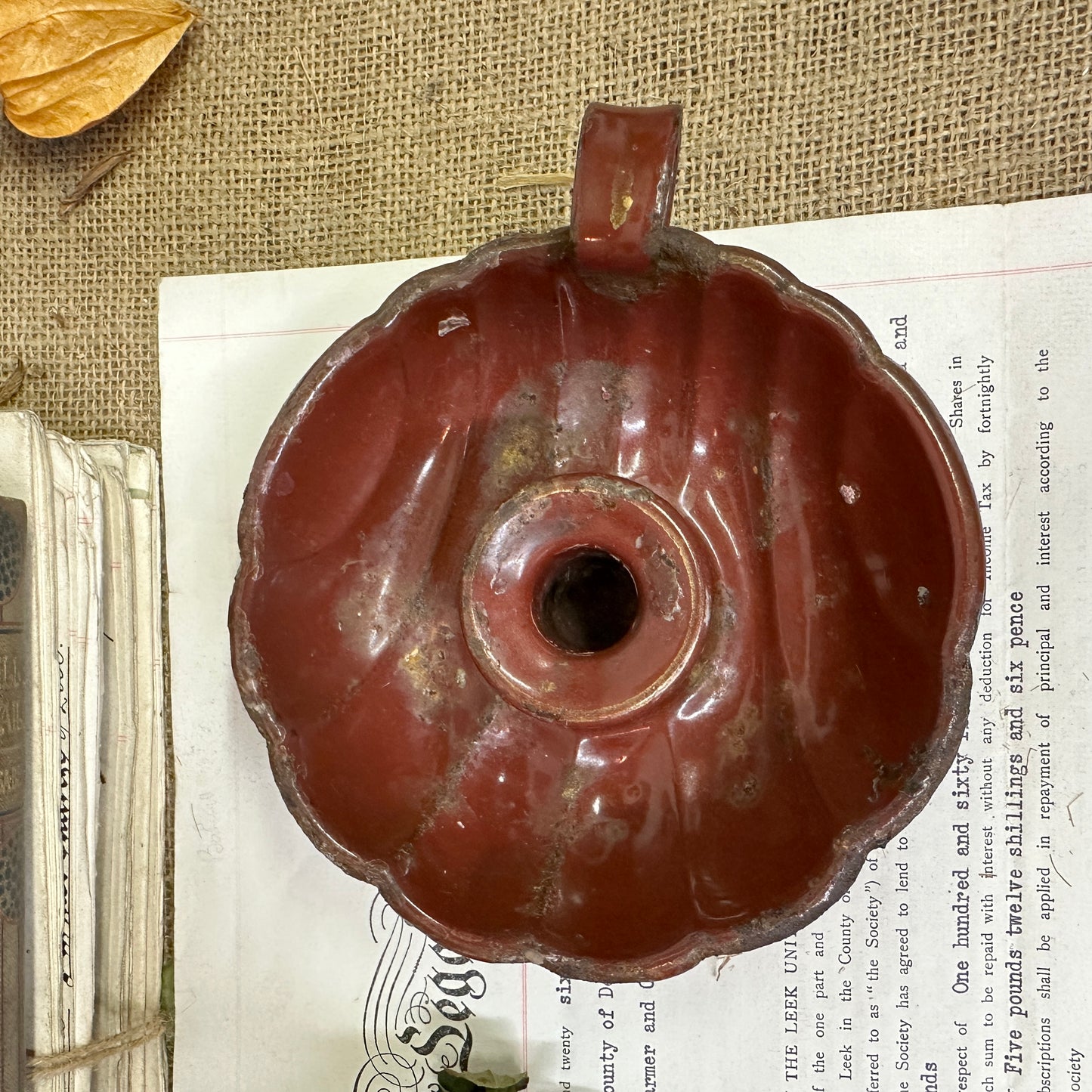 Red Enamel Candlestick Chamberstick