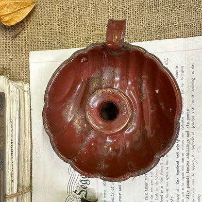 Red Enamel Candlestick Chamberstick
