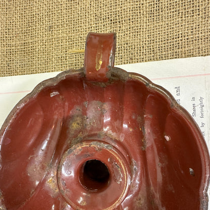Red Enamel Candlestick Chamberstick