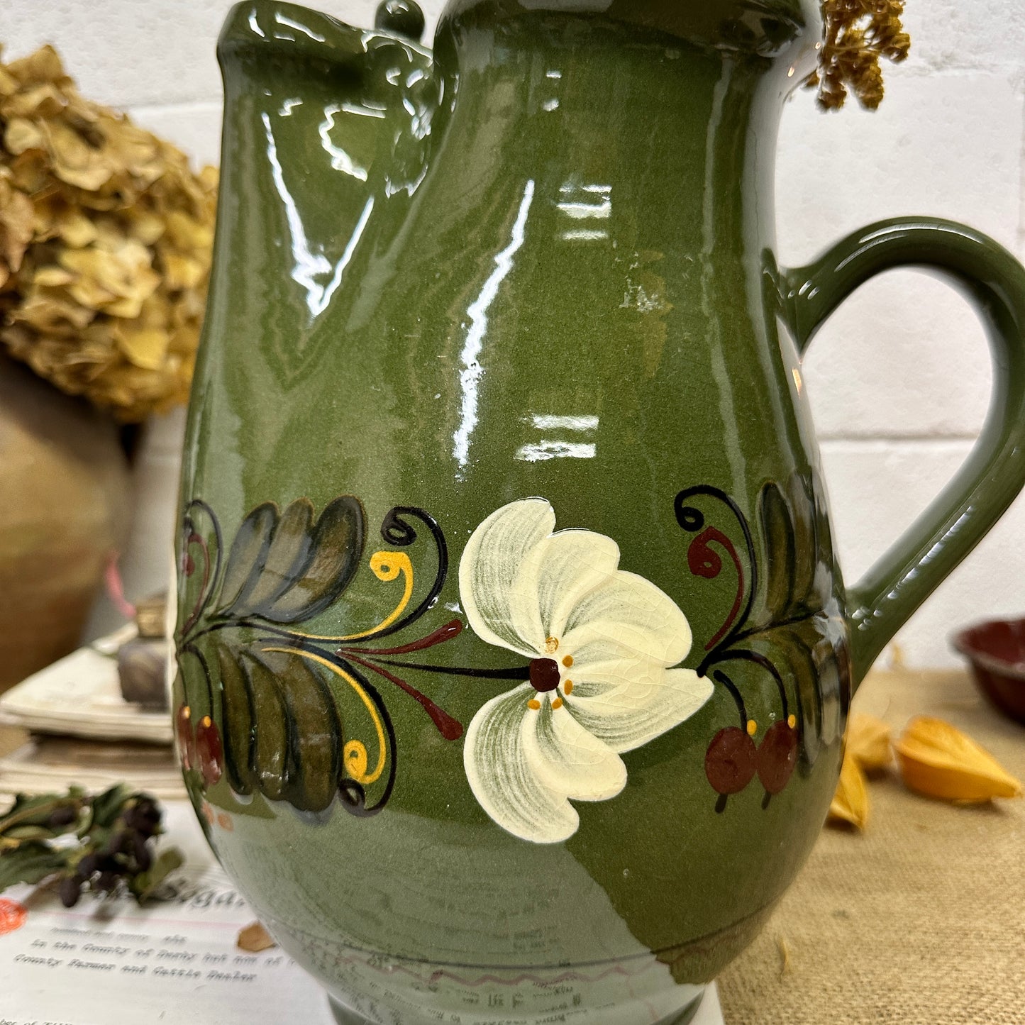 German Terracotta Water Jug Pitcher