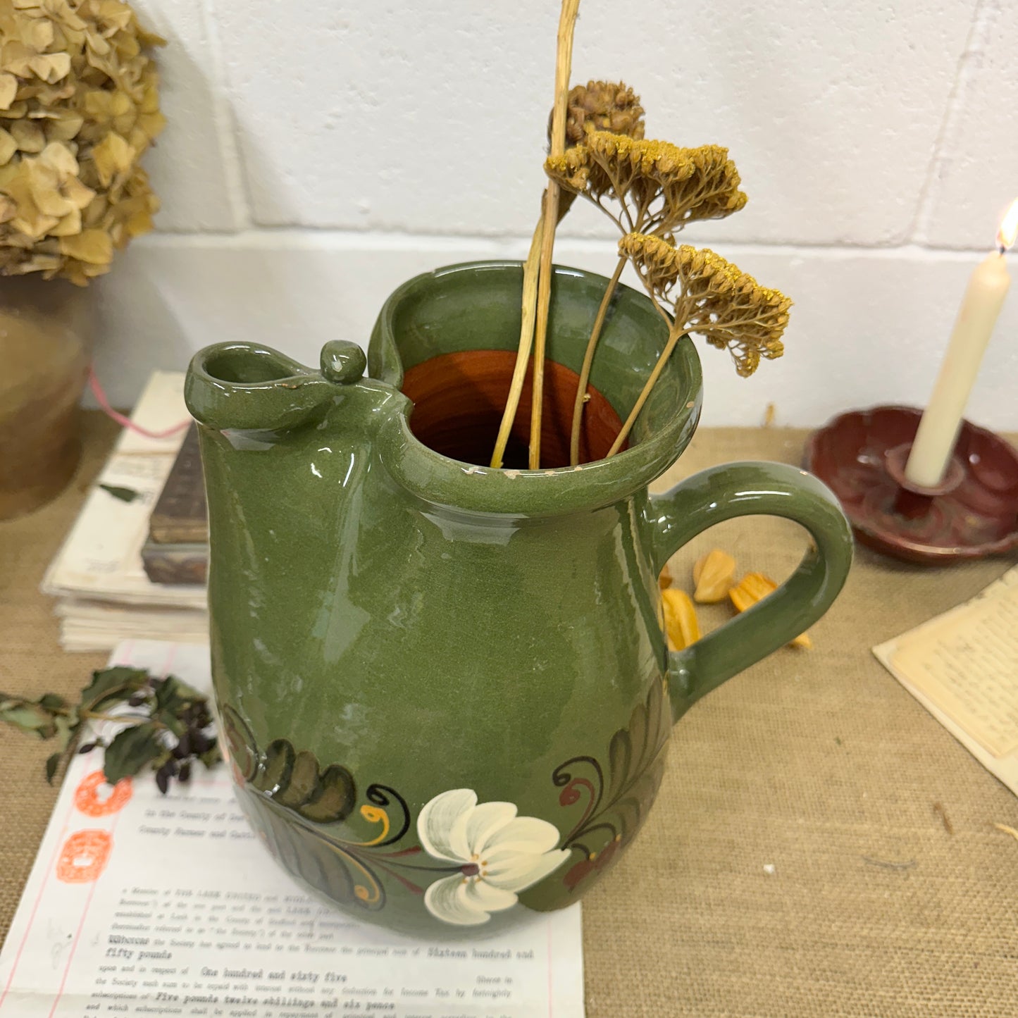 German Terracotta Water Jug Pitcher