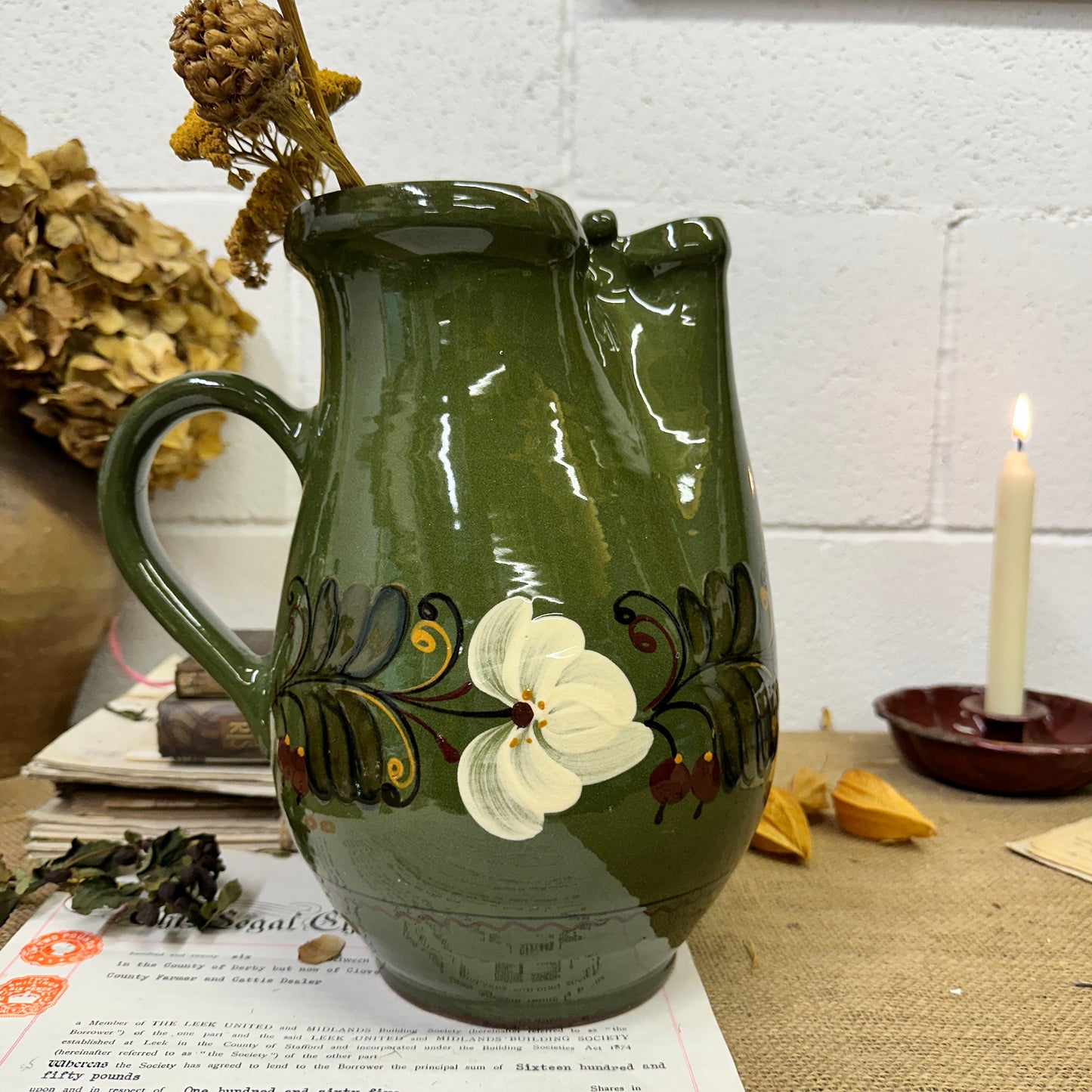 German Terracotta Water Jug Pitcher