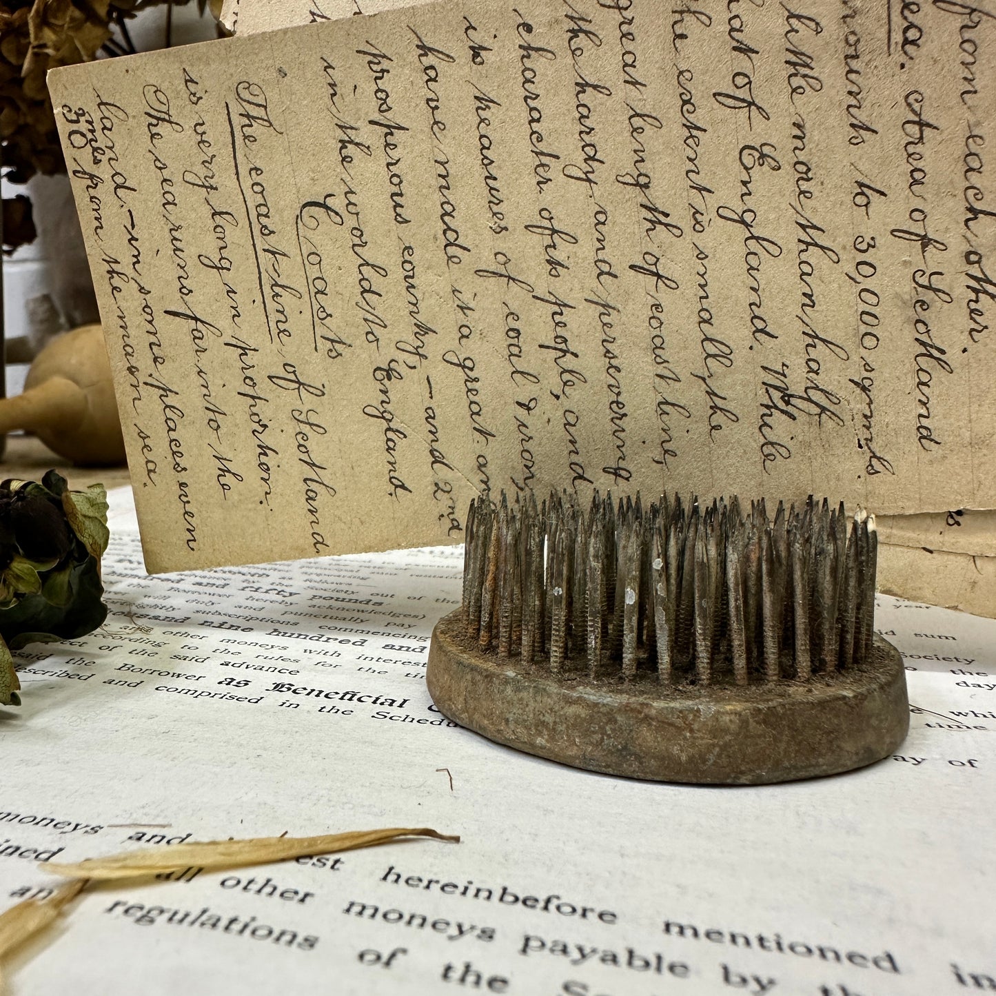 Vintage Flower Frog Picture Card Stand