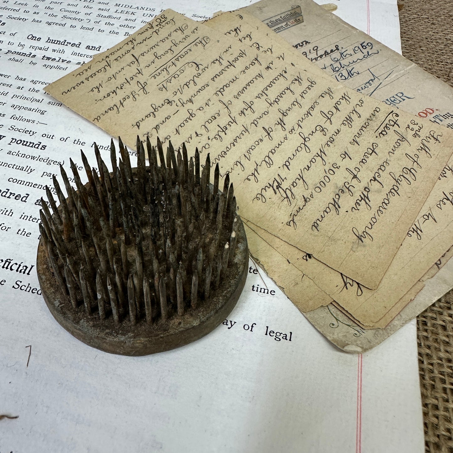 Vintage Flower Frog Picture Card Stand