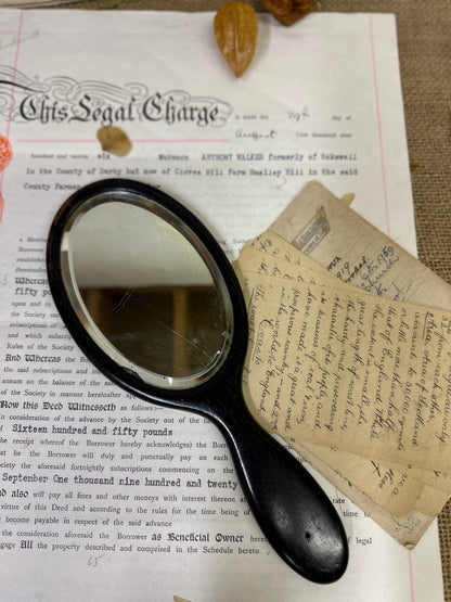 Antique Ebony Oval Handheld Mirror