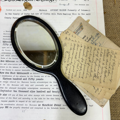Antique Ebony Oval Handheld Mirror